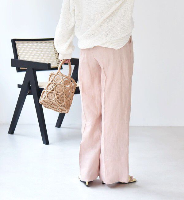 quaranciel「quaranciel:〈洗濯機可能〉ヘンプ ワイド タック パンツ」|スラックス|