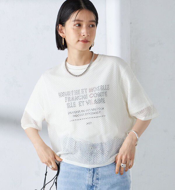 SHIPS for women「〈手洗い可能〉メッシュ編 半袖 ニット プルオーバー」|ニット・セーター|