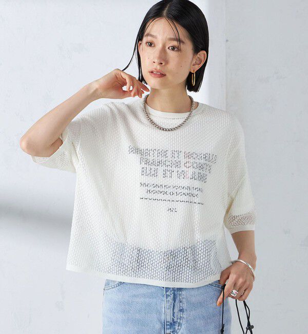 SHIPS for women「〈手洗い可能〉メッシュ編 半袖 ニット プルオーバー」|ニット・セーター|