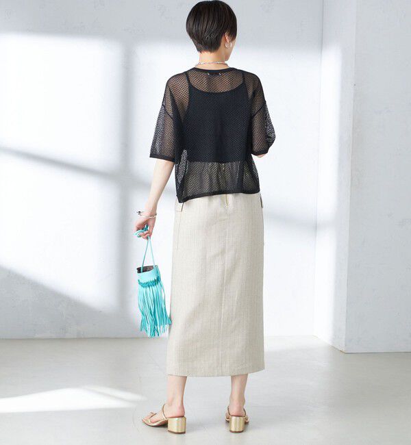 SHIPS for women「〈手洗い可能〉メッシュ編 半袖 ニット プルオーバー」|ニット・セーター|