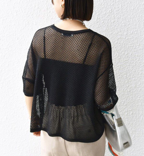 SHIPS for women「〈手洗い可能〉メッシュ編 半袖 ニット プルオーバー」|ニット・セーター|