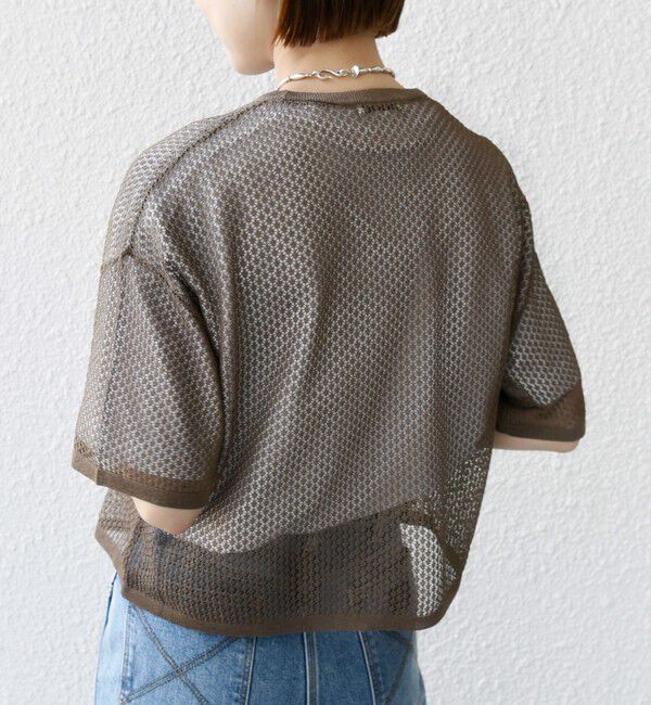 SHIPS for women「〈手洗い可能〉メッシュ編 半袖 ニット プルオーバー」|ニット・セーター|