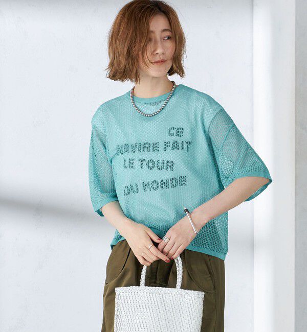 SHIPS for women「〈手洗い可能〉メッシュ編 半袖 ニット プルオーバー」|ニット・セーター|