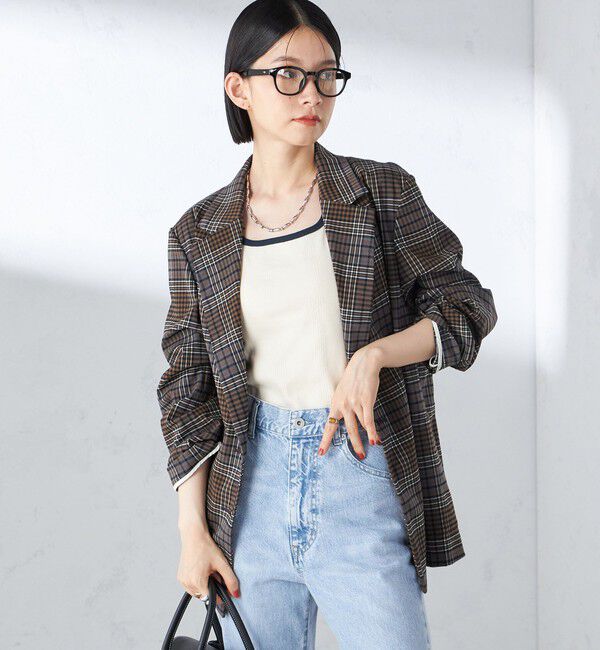 SHIPS for women「〈手洗い可能〉ウール混 チェック ダブルボタン ジャケット」|テーラードジャケット|