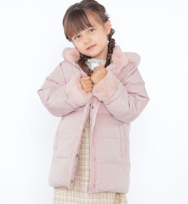 SHIPS KIDS「SHIPS KIDS:100～130cm /〈手洗い可能〉リバティ リサイクル ロング ダウン」|ダウン|ピンク