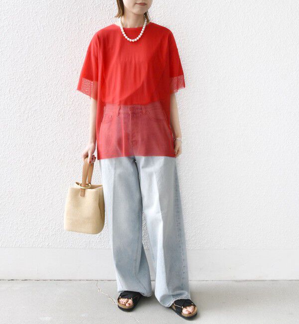 SHIPS for women「【WEB限定】スター チュール レイヤード TEE」|Tシャツ・カットソー|