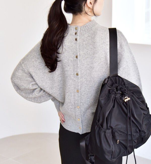 quaranciel「《一部追加予約》quaranciel: AQUA カシミヤ ミックス 2way ハイネック カーディガン」|カーディガン|