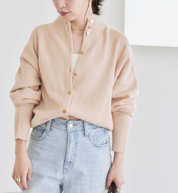 quaranciel「《一部追加予約》quaranciel: AQUA カシミヤ ミックス 2way ハイネック カーディガン」|カーディガン|