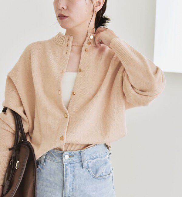 quaranciel「《一部追加予約》quaranciel: AQUA カシミヤ ミックス 2way ハイネック カーディガン」|カーディガン|