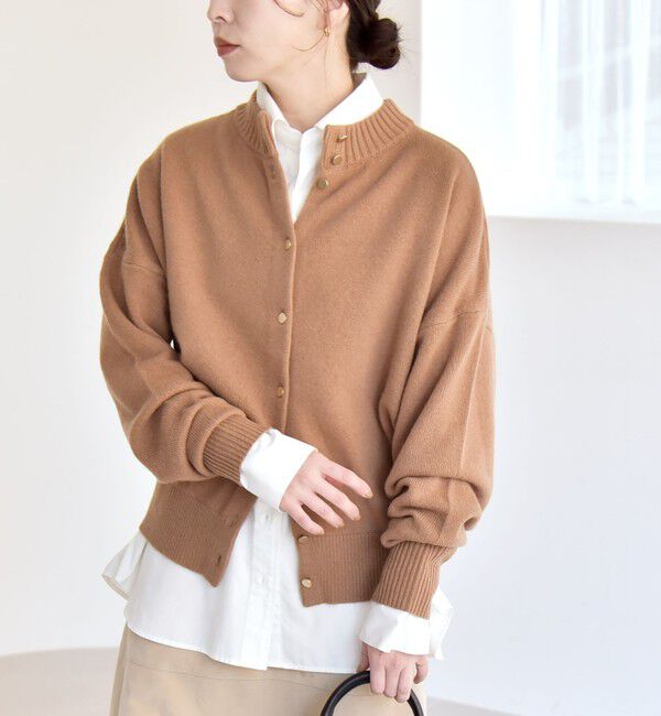 quaranciel「《一部追加予約》quaranciel: AQUA カシミヤ ミックス 2way ハイネック カーディガン」|カーディガン|