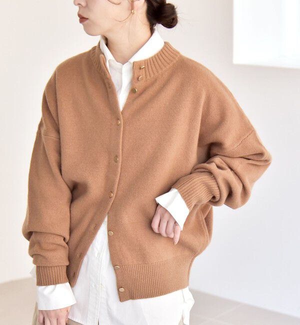 quaranciel「《一部追加予約》quaranciel: AQUA カシミヤ ミックス 2way ハイネック カーディガン」|カーディガン|