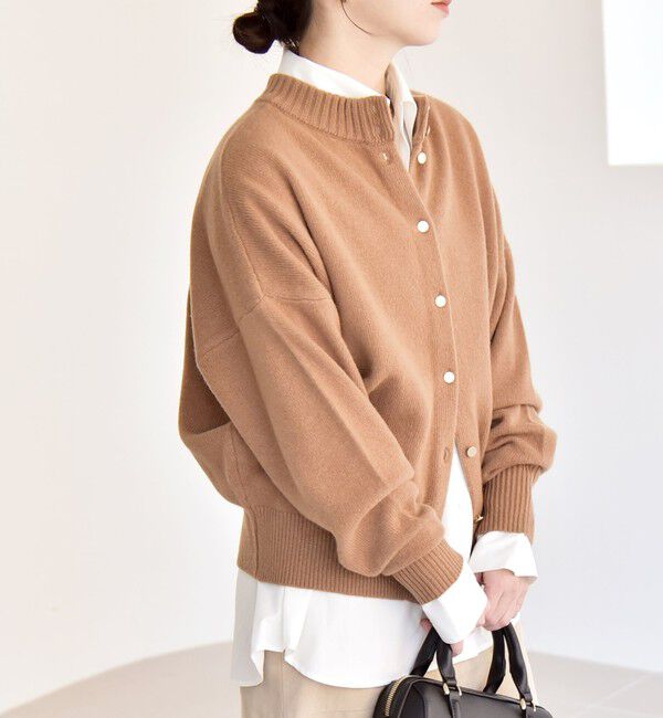 quaranciel「《一部追加予約》quaranciel: AQUA カシミヤ ミックス 2way ハイネック カーディガン」|カーディガン|