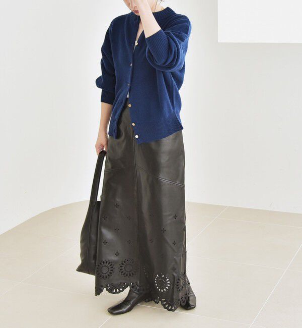 quaranciel「《一部追加予約》quaranciel: AQUA カシミヤ ミックス 2way ハイネック カーディガン」|カーディガン|