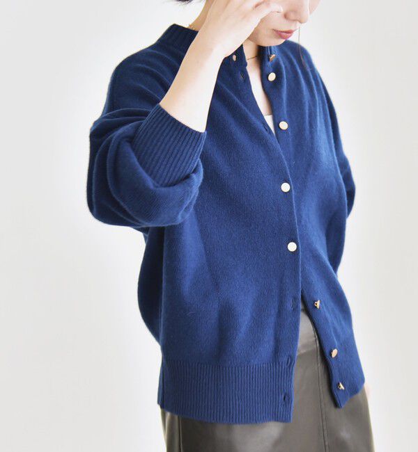 quaranciel「《一部追加予約》quaranciel: AQUA カシミヤ ミックス 2way ハイネック カーディガン」|カーディガン|