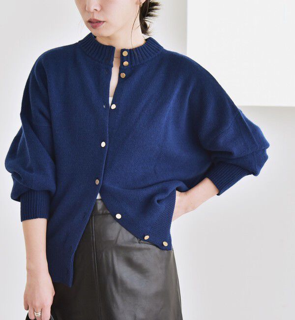 quaranciel「《一部追加予約》quaranciel: AQUA カシミヤ ミックス 2way ハイネック カーディガン」|カーディガン|