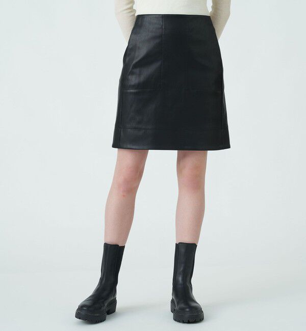 MACPHEE「レザーライクミニスカート」|台形|
