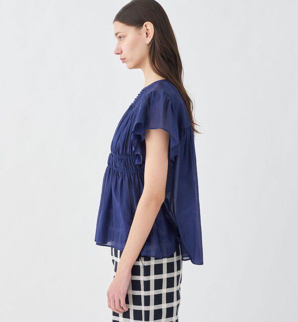 TOMORROWLAND collection「コットンシルク シャーリングラッフルスリーブブラウス」|シャツ・ブラウス|