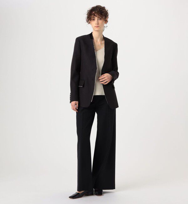 DES PRES「モヘヤウールリネン ノーカラージャケット」|テーラードジャケット|