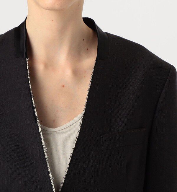 DES PRES「モヘヤウールリネン ノーカラージャケット」|テーラードジャケット|