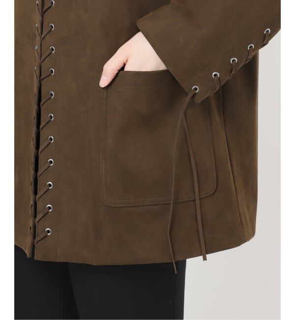  「SUEDE-LIKE LACEUP JACKET」|ノーカラージャケット|