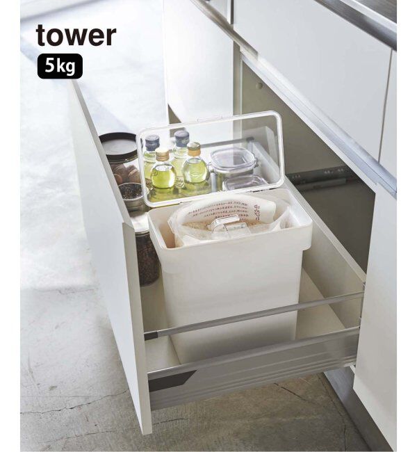 journal standard Furniture「《WEB限定》【tower/タワー】密閉 袋ごと米びつ 5kg 計量カップ付」|食器・キッチングッズ|ホワイト