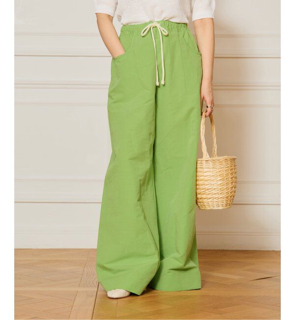 IENA LA BOUCLE「IENA LA BOUCLE コットンリネンスラブワイドパンツ」|その他|グリーン