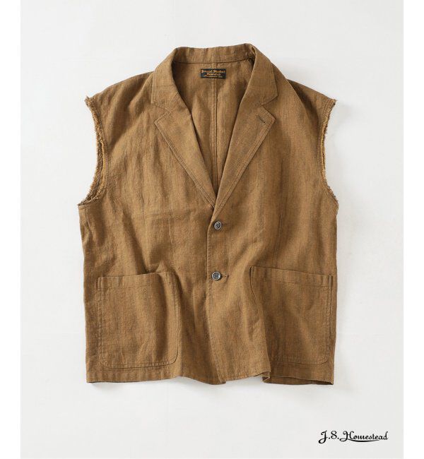 J.S.Homestead「J.S.Homestead / ヘリンボーン スリーブレス ジャケット」|その他|キャメル