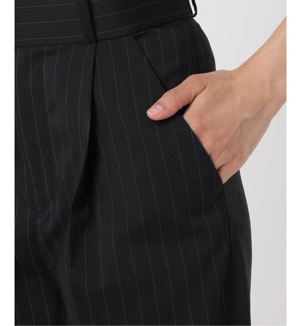 NOBLE「【洗える】ストライプツイルストレッチスラックスパンツ」|スラックス|