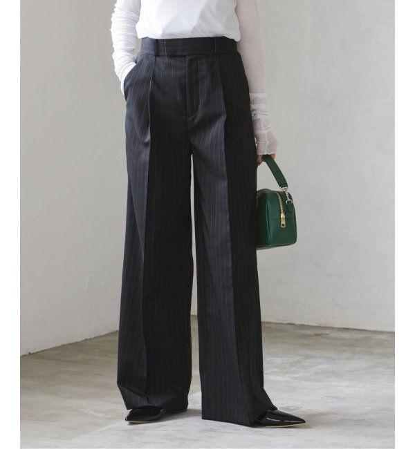 NOBLE「【洗える】ストライプツイルストレッチスラックスパンツ」|スラックス|
