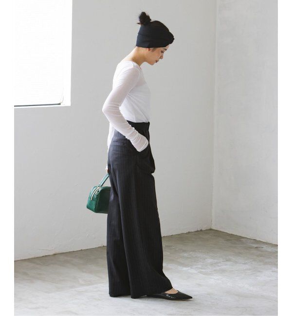 NOBLE「【洗える】ストライプツイルストレッチスラックスパンツ」|スラックス|