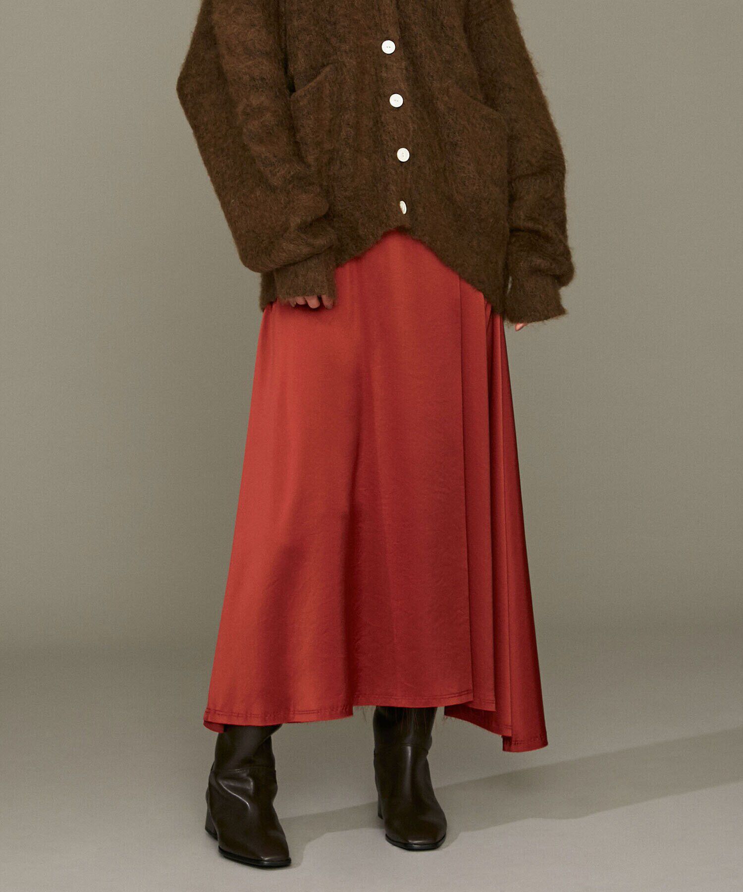 nano･universe「LB.01/イレヘムサテンウォッシュスカート」|スカート|レッド