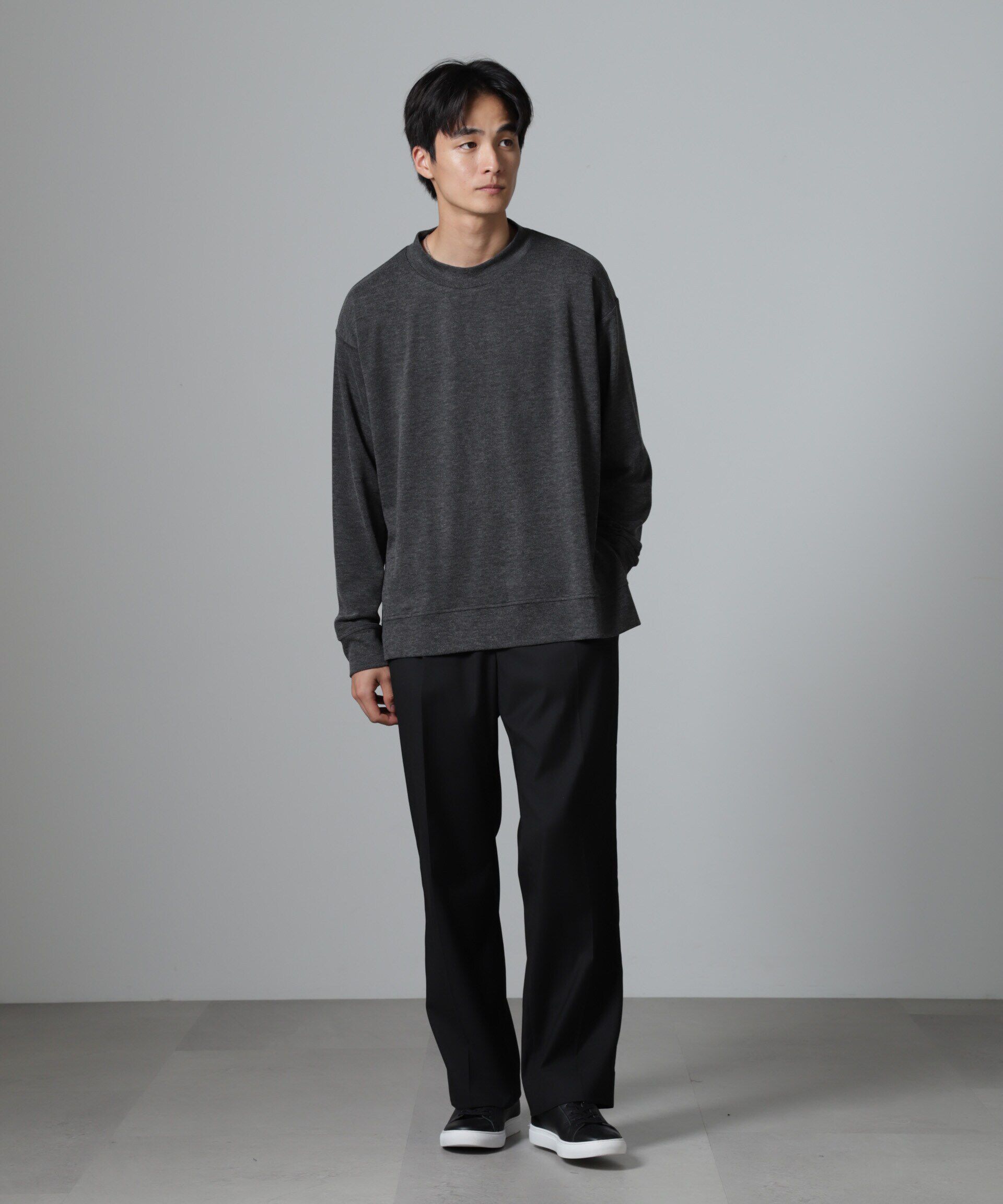 nano･universe「WEB限定/ストレッチテレコモックネックプルオーバー 長袖」|Tシャツ・カットソー|