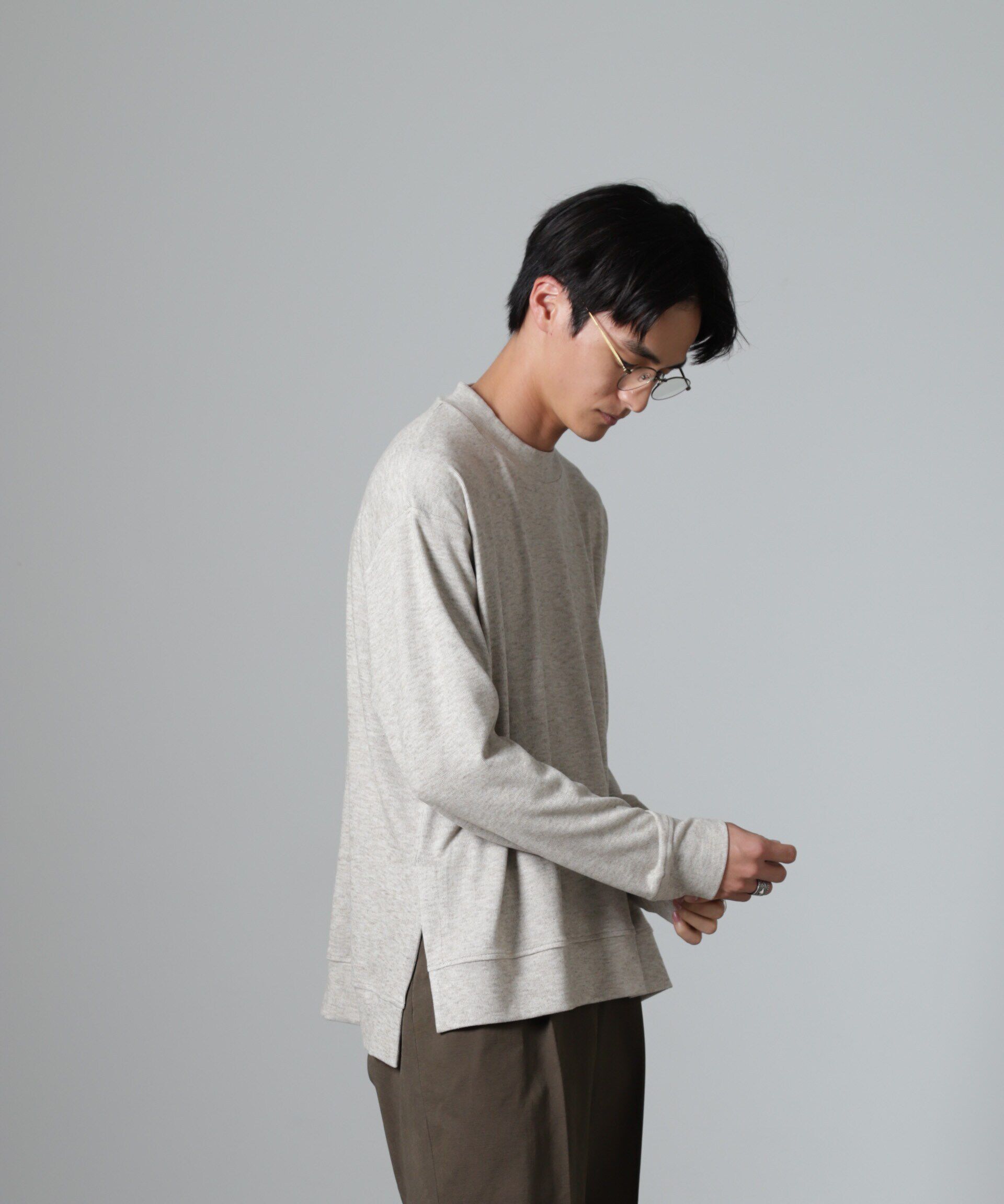 nano･universe「WEB限定/ストレッチテレコモックネックプルオーバー 長袖」|Tシャツ・カットソー|オートミール3