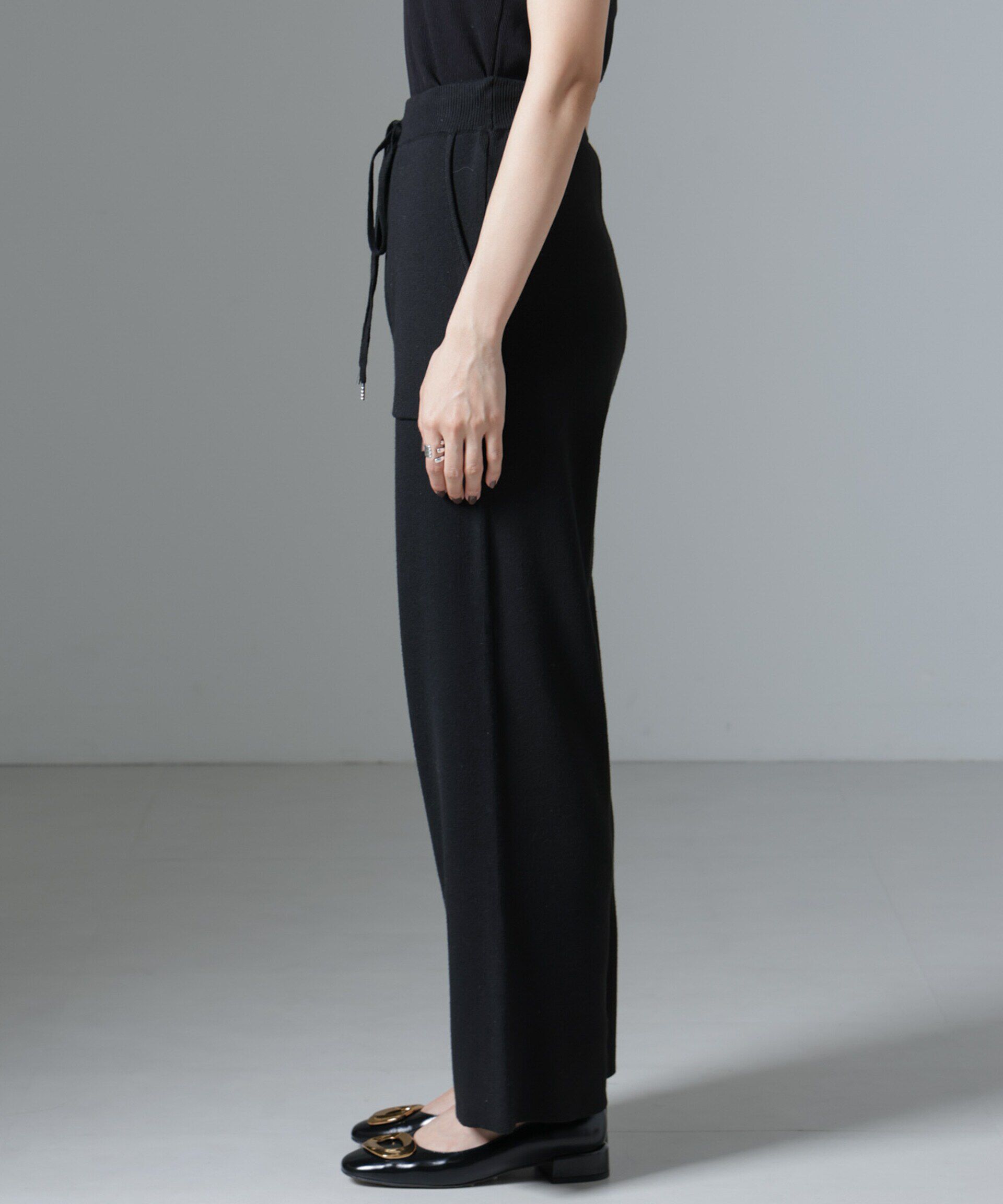 nano･universe「ポケットニットワイドパンツ（セットアップ可）」|チノ|