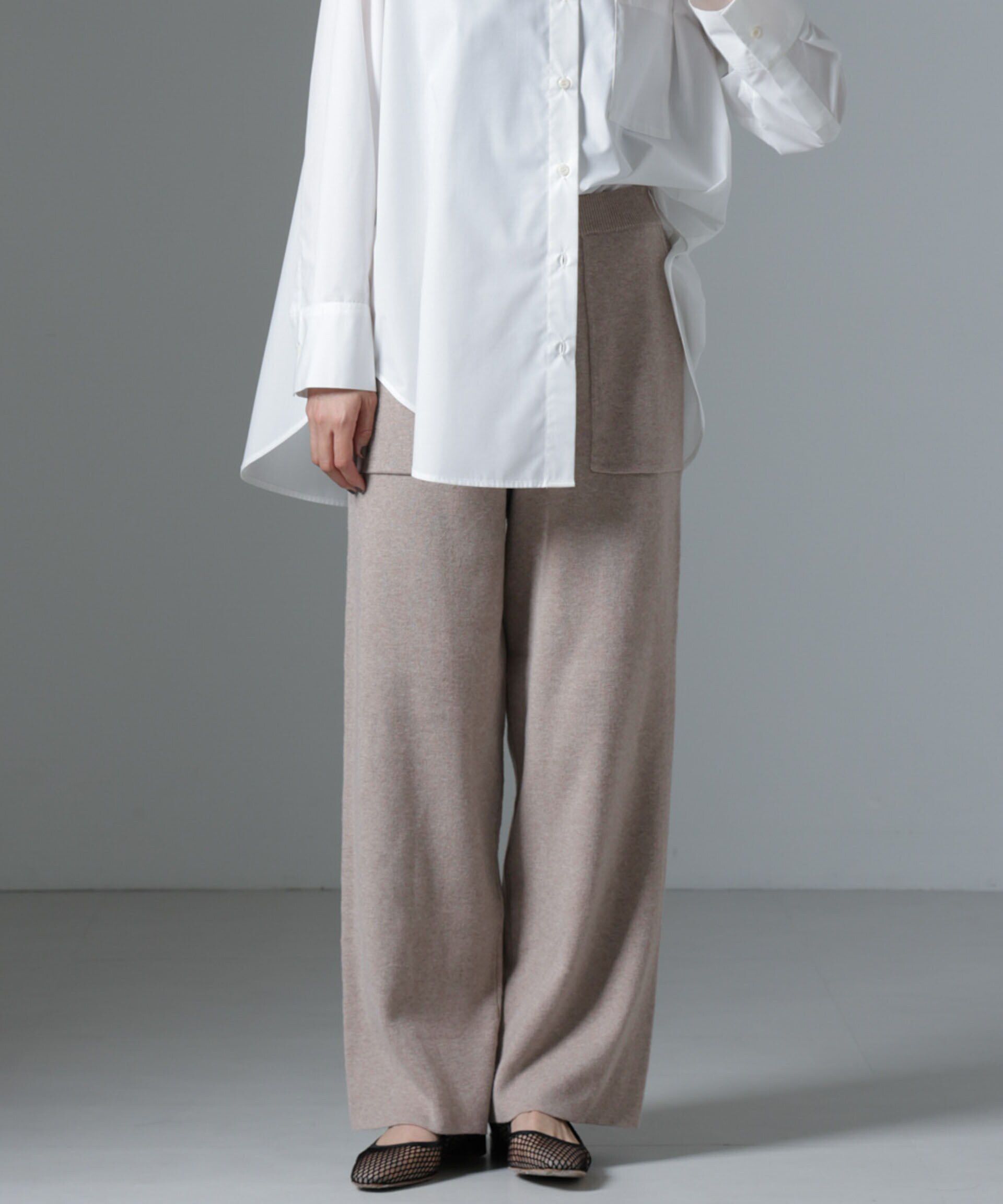 nano･universe「ポケットニットワイドパンツ（セットアップ可）」|チノ|