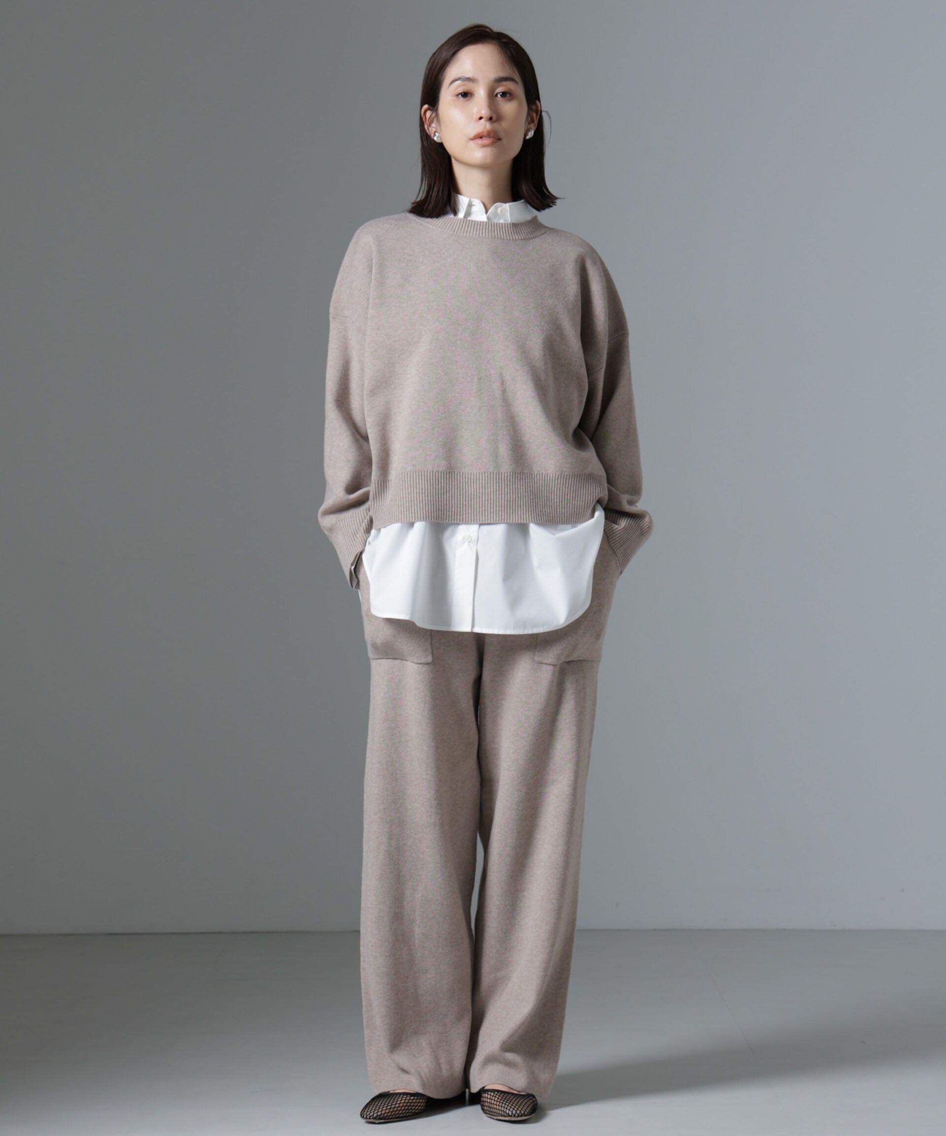 nano･universe「ポケットニットワイドパンツ（セットアップ可）」|チノ|