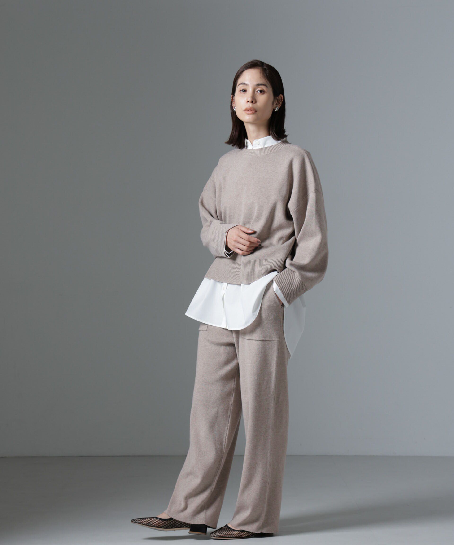 nano･universe「ポケットニットワイドパンツ（セットアップ可）」|チノ|