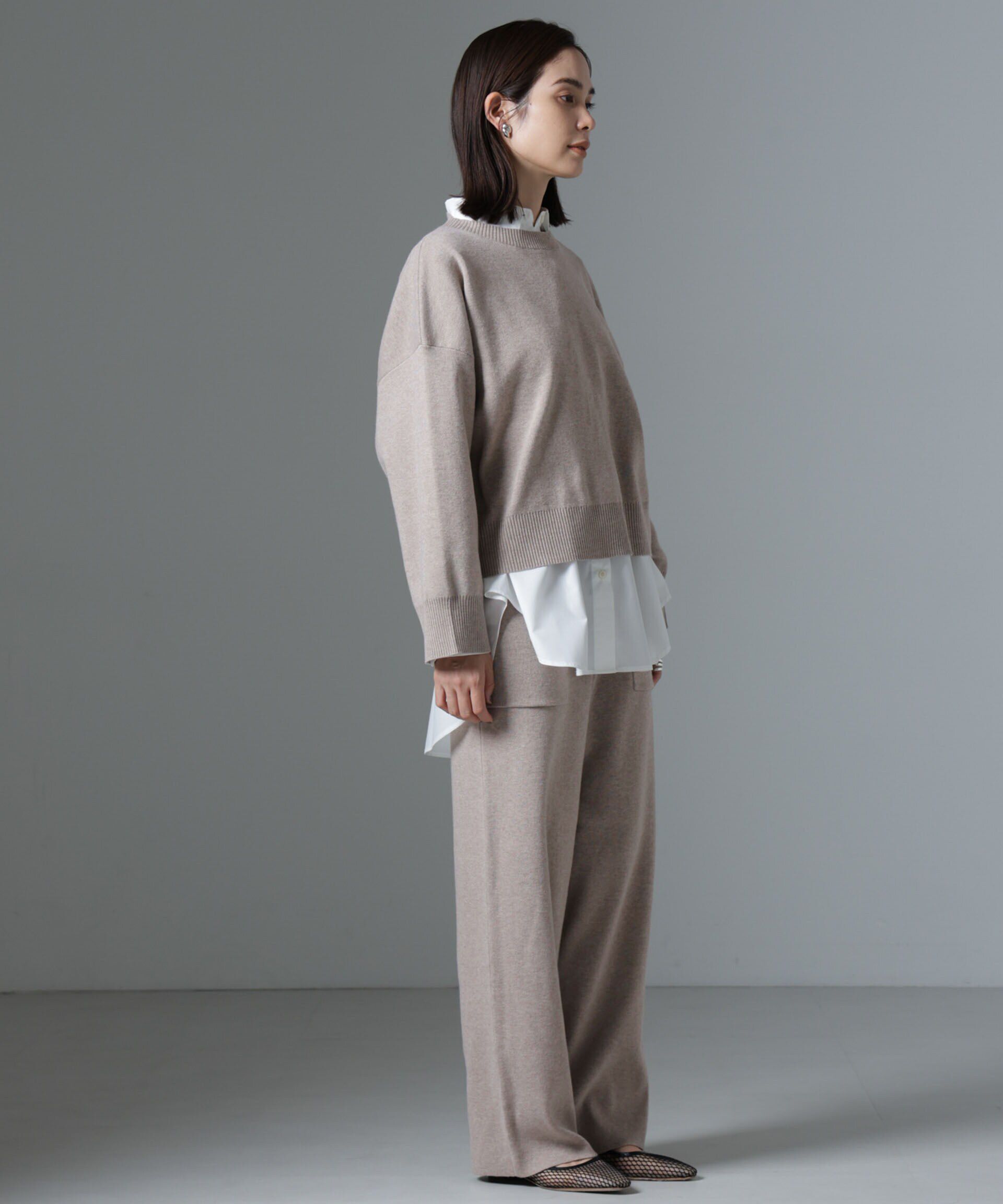 nano･universe「ポケットニットワイドパンツ（セットアップ可）」|チノ|