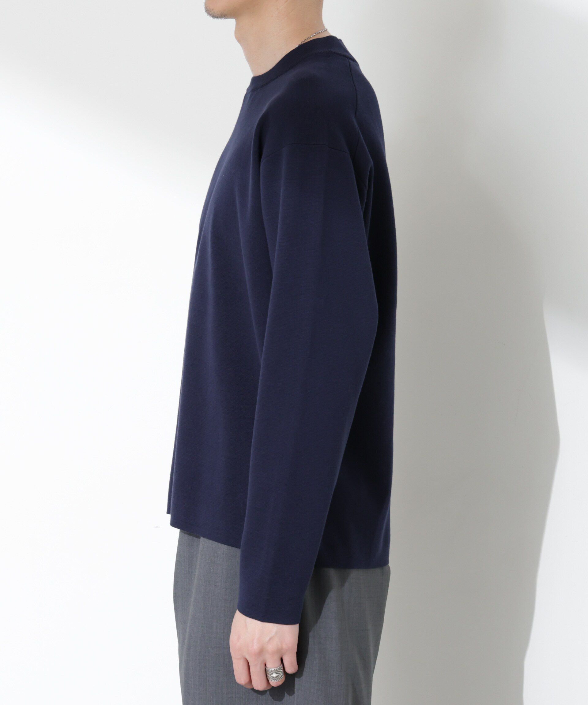 nano･universe「14ゲージミラノリブ ジャケTEE 長袖 （手洗い可能）」|ニット・セーター|