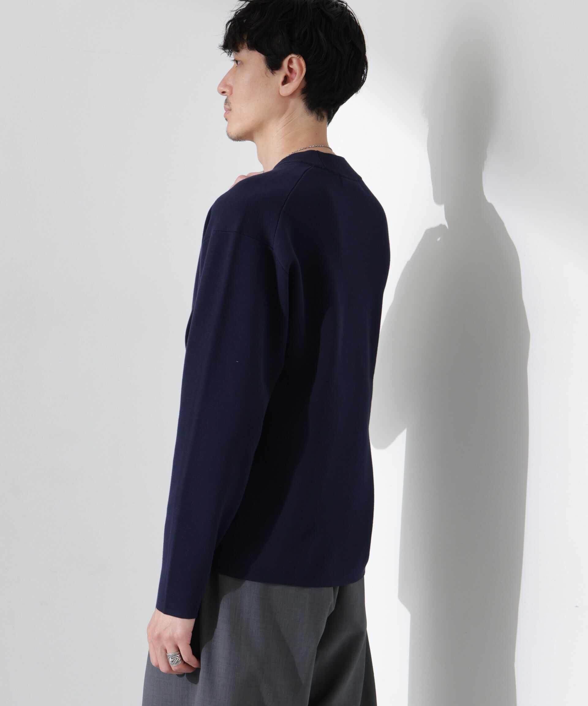 nano･universe「14ゲージミラノリブ ジャケTEE 長袖 （手洗い可能）」|ニット・セーター|