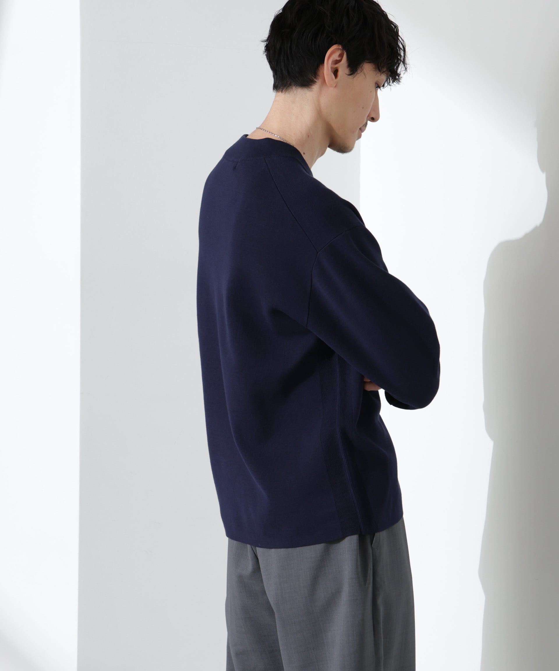 nano･universe「14ゲージミラノリブ ジャケTEE 長袖 （手洗い可能）」|ニット・セーター|