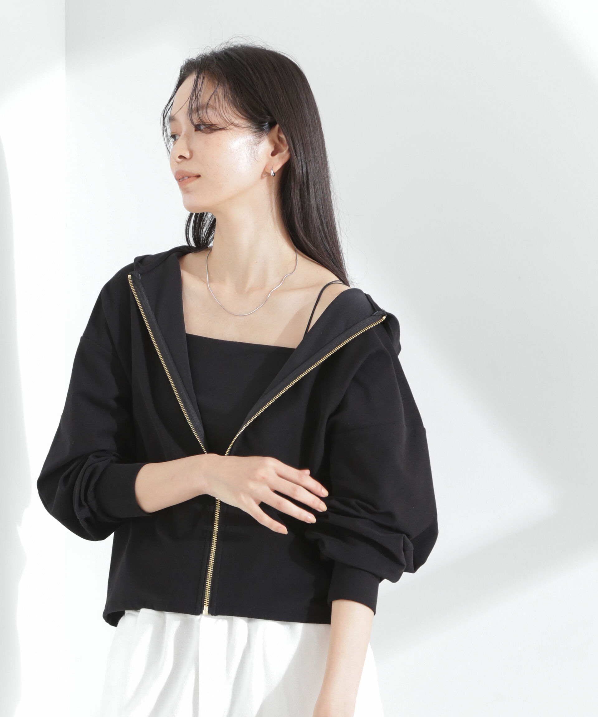 nano･universe「「MC」coveross(R)ツイル調 冷感プレーティング天竺ジップアップパーカー」|Tシャツ・カットソー|