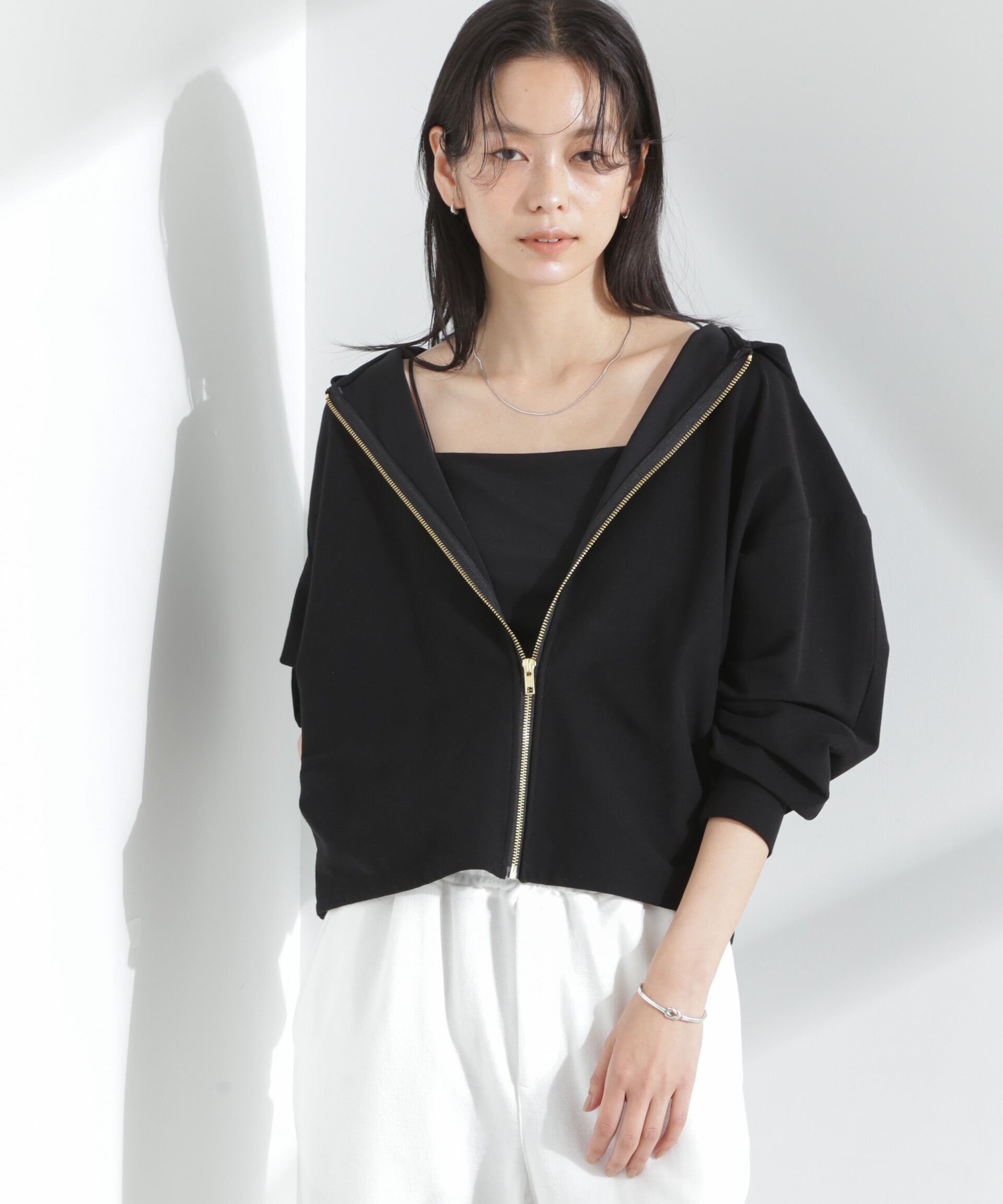 nano･universe「「MC」coveross(R)ツイル調 冷感プレーティング天竺ジップアップパーカー」|Tシャツ・カットソー|