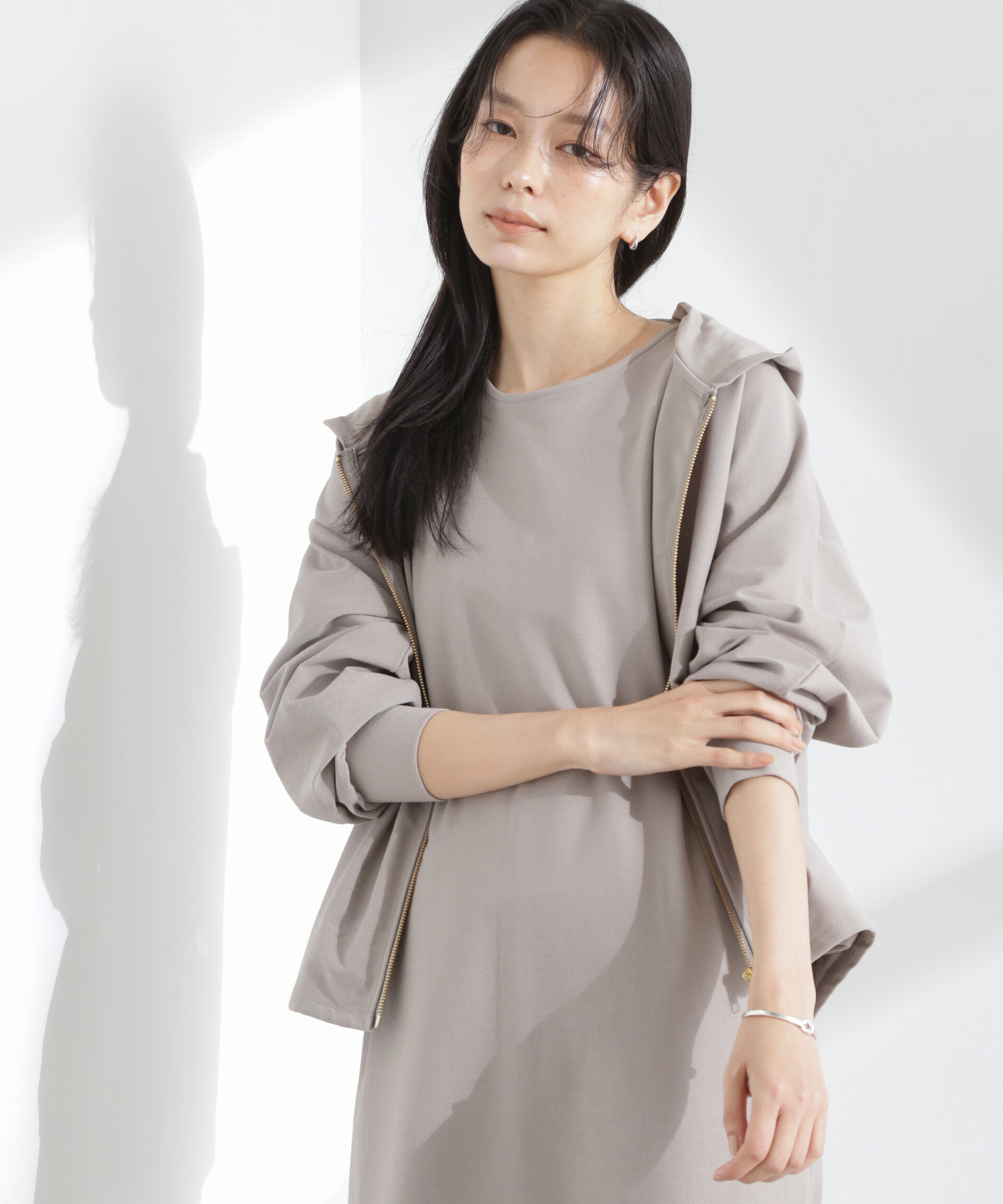 nano･universe「「MC」coveross(R)ツイル調 冷感プレーティング天竺ジップアップパーカー」|Tシャツ・カットソー|