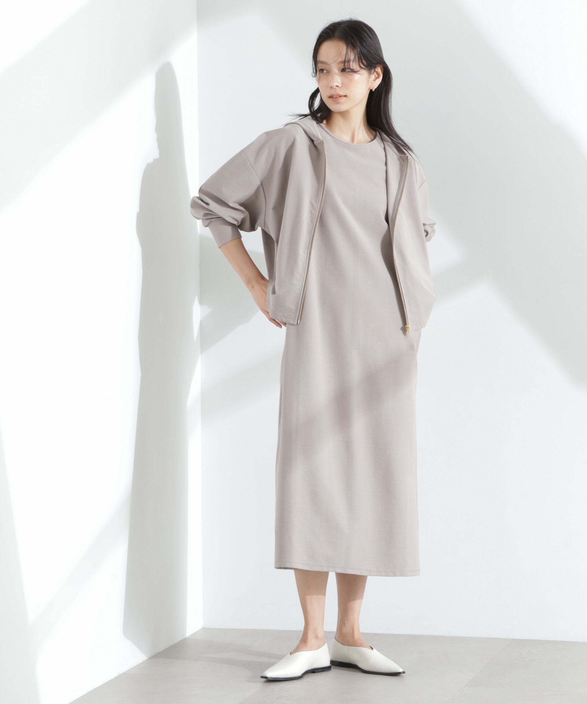 nano･universe「「MC」coveross(R)ツイル調 冷感プレーティング天竺ジップアップパーカー」|Tシャツ・カットソー|