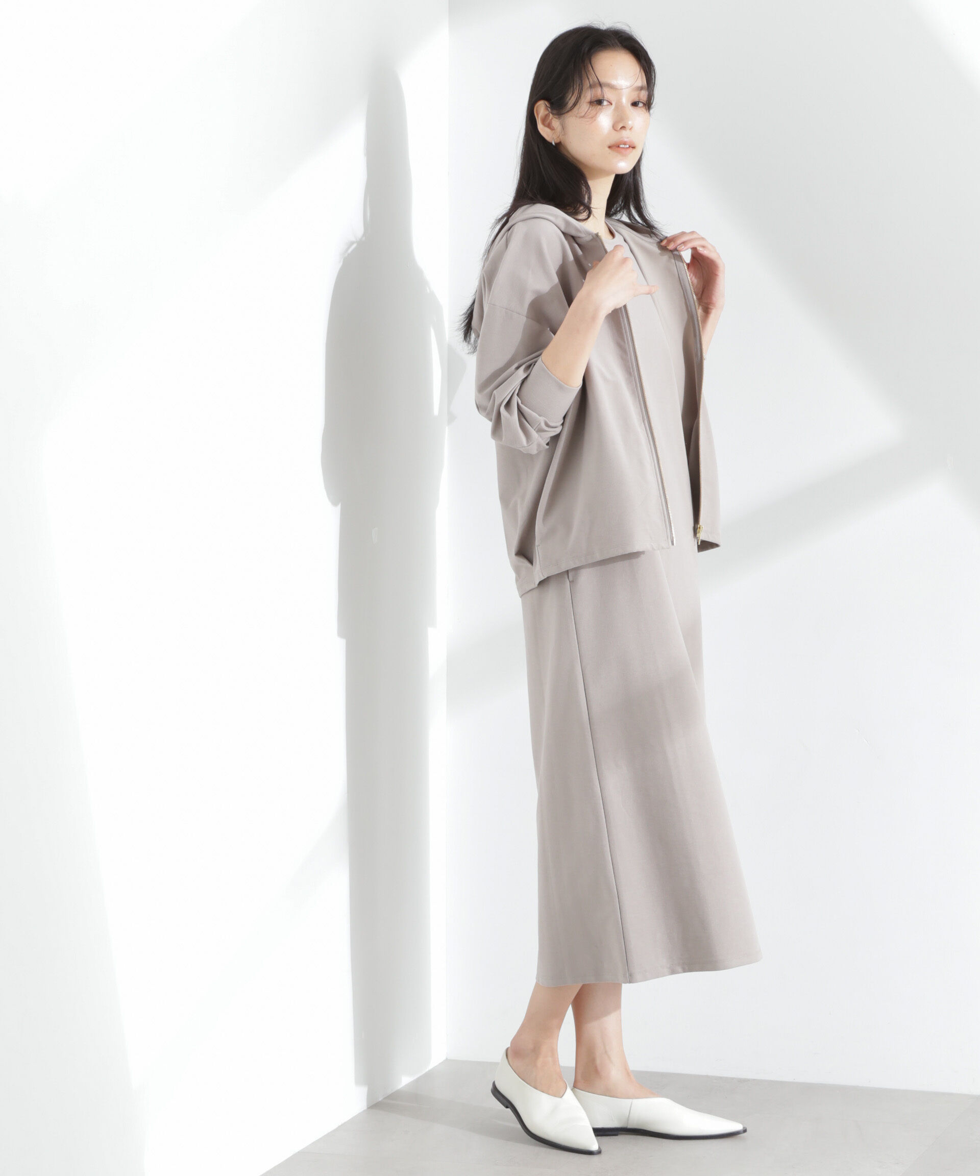 nano･universe「「MC」coveross(R)ツイル調 冷感プレーティング天竺ジップアップパーカー」|Tシャツ・カットソー|