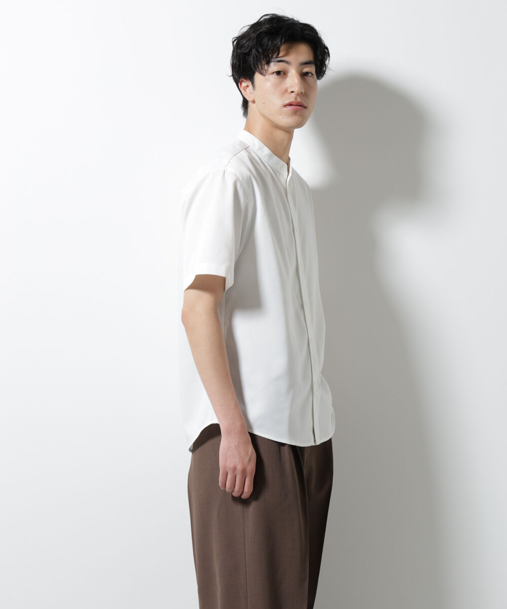 nano･universe「スタンダードバンドカラーシャツ/半袖」|シャツ・ブラウス|ホワイト