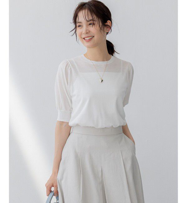 組曲「シアーパフ袖 ニット」|ニット・セーター|アイボリー系