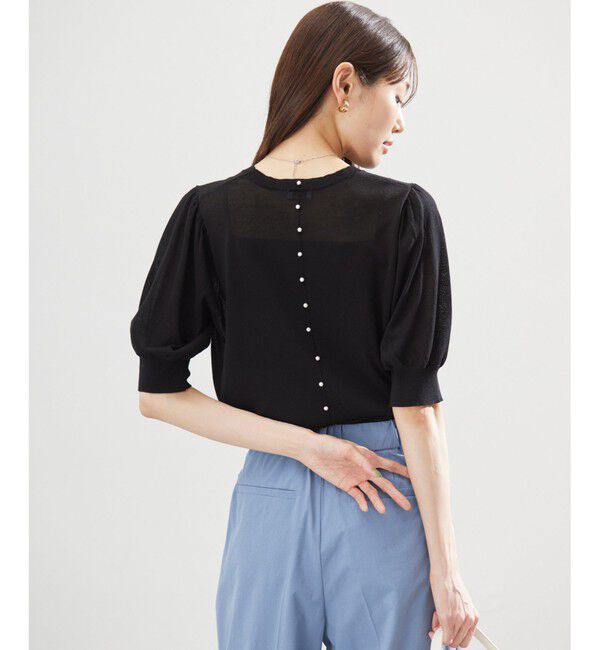 組曲「シアーパフ袖 ニット」|ニット・セーター|ブラック系