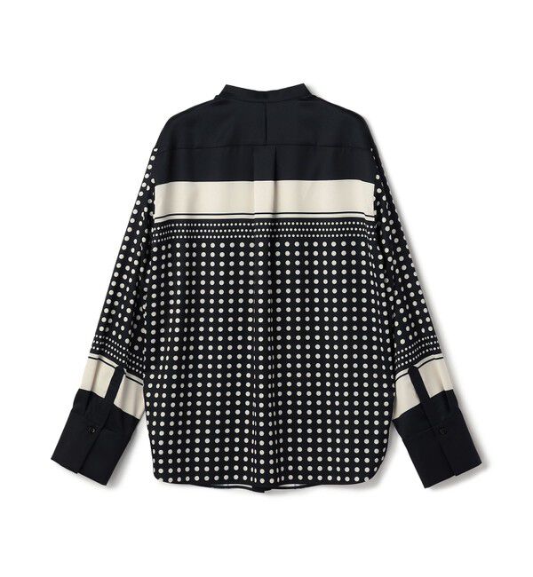 BEIGE,「GADE / モノトーンドット柄バンドカラーブラウス」|シャツ・ブラウス|